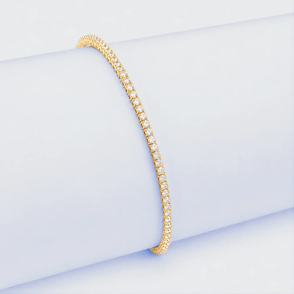 Gold-Tone Crystal Tennis Bracelet