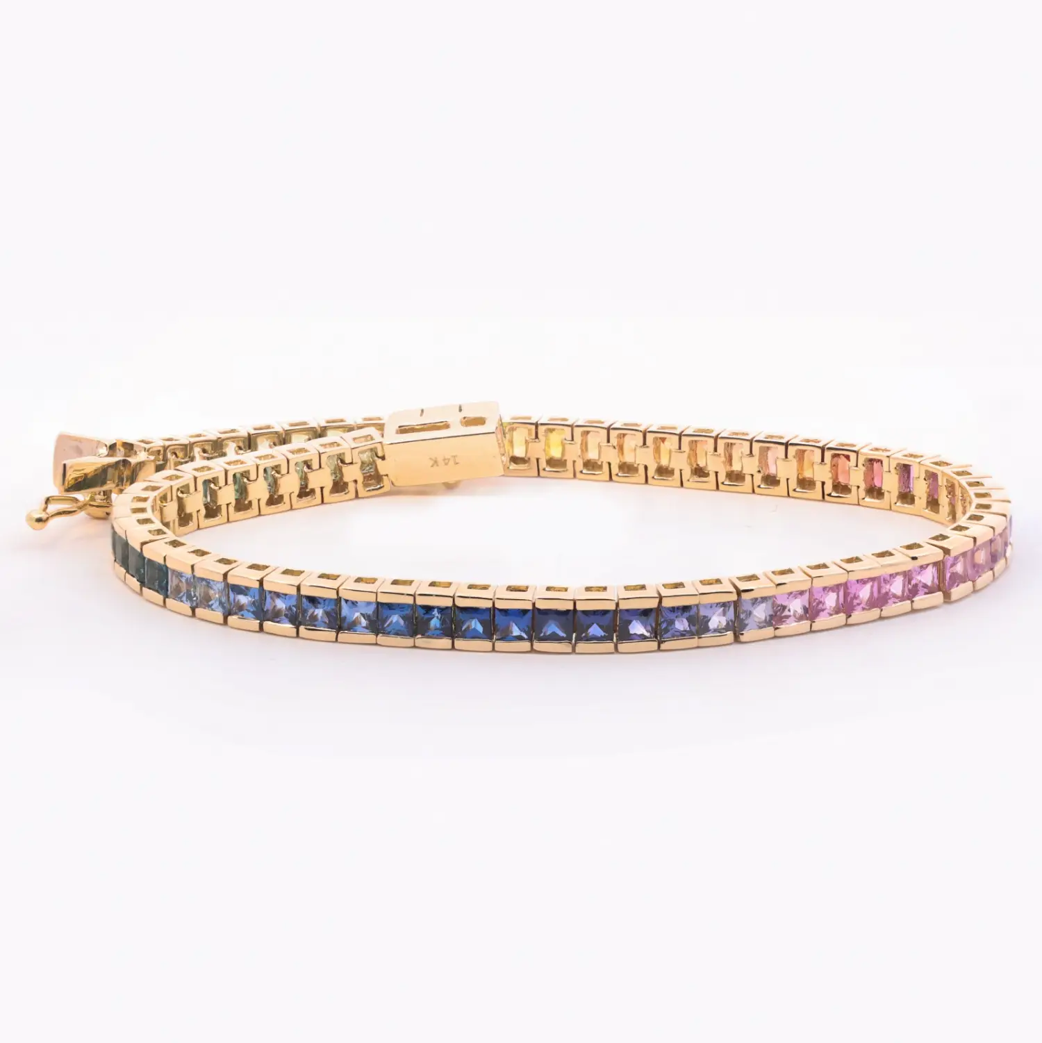 Multicolor Rainbow Stone Gold-Tone Tennis Bracelet